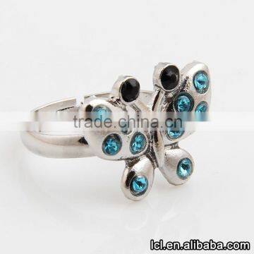 Butterfly shaped imitate silver ring for women, casting design jewelry butterfly ring