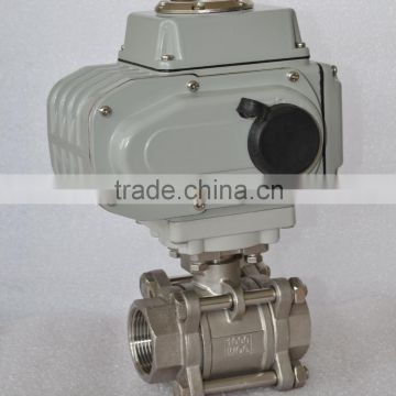 China made 3 pieces stainless steel electric ball valve by thread connection