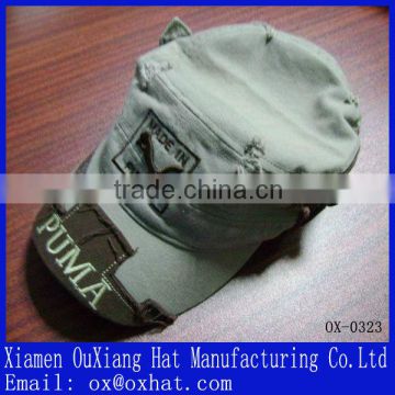 flat top embroidery fashion army cap with 100% cotton