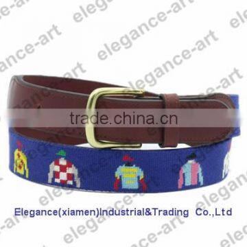 Handstitched needlepoint belts with high-end genuine leather