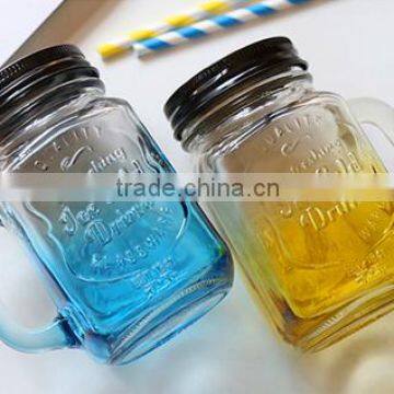 400ml Glass Bottle Mason Jars With Color Painted Wholesale With Caps and Straws photo-2