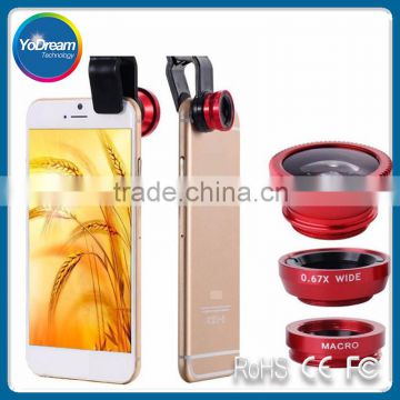 Original 3-in-1 Wide Angle Macro Fisheye Lens Kit with Clip 0.67x Mobile Phone Fish Eye Lens for iPhone Lens Lentes Mobile Phone