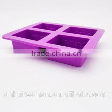 High quality cheap selling purple silicone 4 cavity soap molds