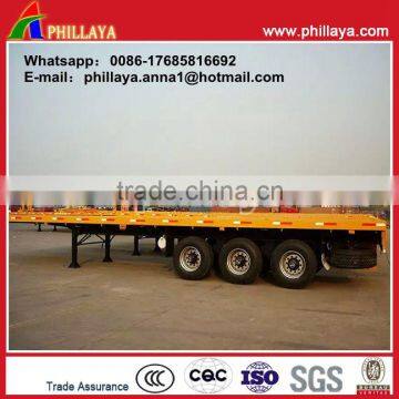 Drop Deck 3 Axle Flat Base Container Semi Trailer, 40ft Flatbed Trailer photo-5