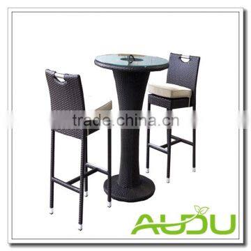 Audu Contemporary Bistro Set /Black Armless Rattan Bistro Set photo-5