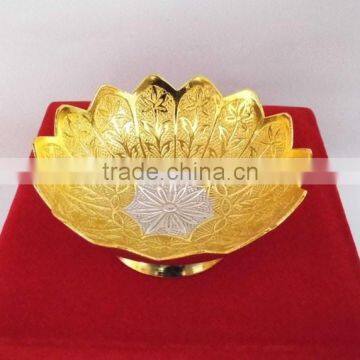 Beautiful Gift Item, Return Gift, Home and Garden Decoration Brass Gold and Silver Plated Bowl photo-4