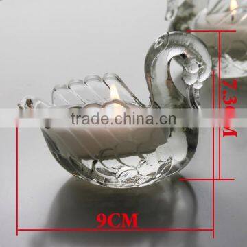 Crystal swan glass candle holder, little swan glass candle container