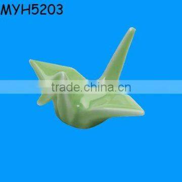 Very Elegant Green Ceramic Crane Chopstick Rest