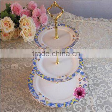Wedding Fancy Decor Ceramic Double Layer Porcelain 3 Tier Cake Stand photo-4