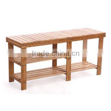 2 Tier Natural Bamboo Shoe Rack for home decoration