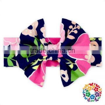 Pink Flower Big Bow Headband Stretchy Bow Hairband Rabbit Print Nylon Headbands