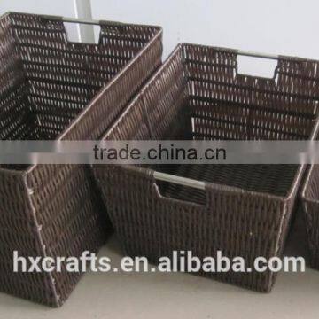 Hot Sell Set Of 3 Brown Rattique Storage Baskets photo-4