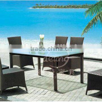 Black PE rattan furniture outdoor set with four chairs