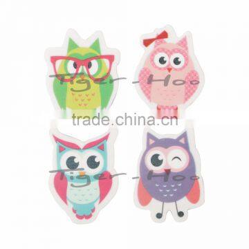 Kid Funny Animal Shape Novelty 4 PK Owl Shaped Pink Eraser