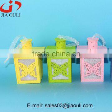 New design Easter decorations with LED light non-woven house and chimney shape hanging decorations