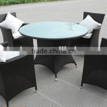 Basic style rattan wicker round Table with Chairs