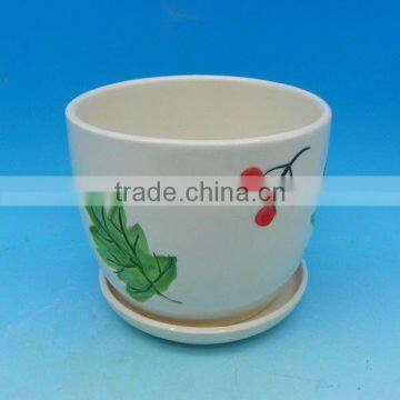 New design round white DeHua ceramic flower pot with saucer