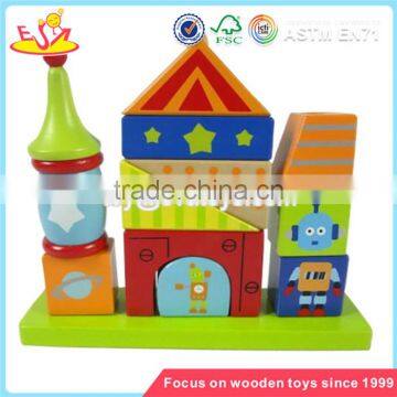 Wholesale most popular wooden baby building blocks game colorful wooden building blocks game W13D048