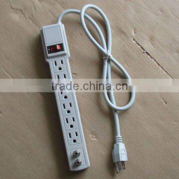 S30027 6 outlet power strip with ciaxial protection