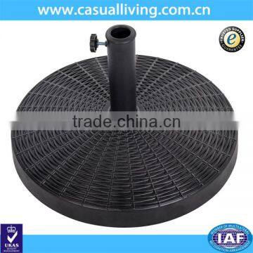 Round Rattan Umbrella Base Heavy Stand Holder Patio Garden Umbrella Black