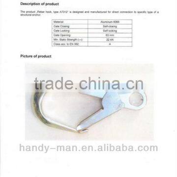 A7312 CE EN362 Forged Aluminum Double Action Safety Rebar Hook photo-6