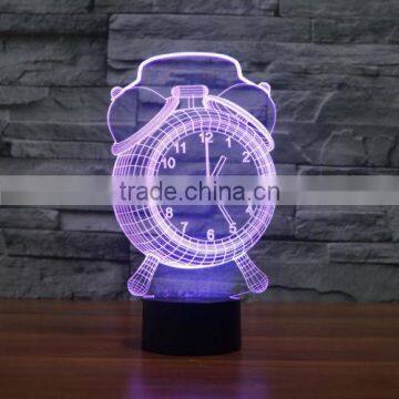 New Touch Clock 3D Night Light 7 Color Change LED Table Lamp Xmas Toy Gift photo-4
