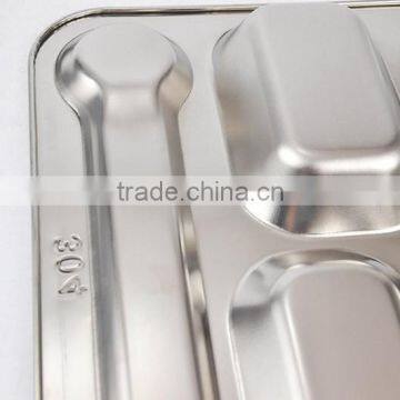 Stainless Steel Canteen Serving Tray /Dinner Fast Food Plate With 4 Compartments photo-6