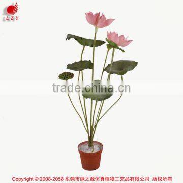 Nearly Nature Artificial 2 Flower Group of Lotus in Pot Bonsai Plant for Indoor Decoration photo-4
