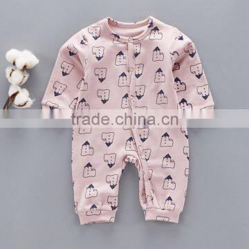 Wholesale New Born Snap Buttons Small House Printed Cotton Jumpsuit photo-3