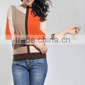 Ladies' 100% cashmere knitted Fashionable sweater