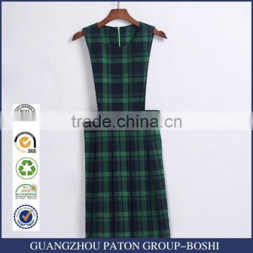 Factory Price Green School Plaid Pinafore