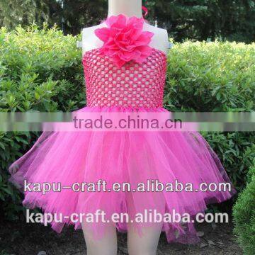 Handmade Crochet Purple Girl Tutu Dress Ankle Length Princess Dresses photo-6