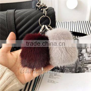 CX-R-54 Top Quality Wholesale Real Mink Fur Keychain Fur Bag Charm photo-4