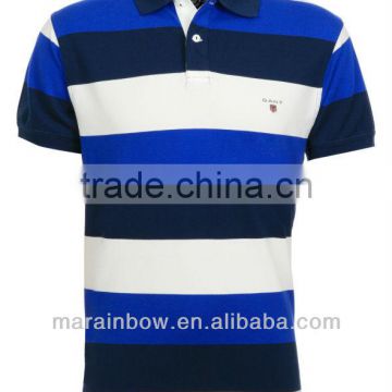 High quality combed cotton double pique wide big Stripe POLO Shirts tailored made for men wholesale