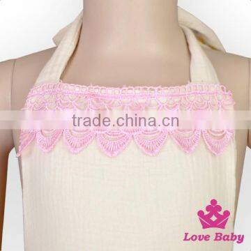 HYB145 Lovebaby Wholesale Navy Color Cheap 100% Cotton Stripe Back Romper With Pink Lace Ruffle Trim Organic Cotton Baby Cloth photo-6