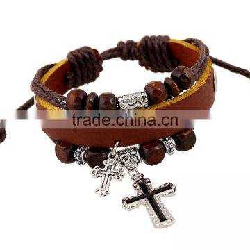 Factory Price Retro Handmade Leather Mens Bracelets photo-2