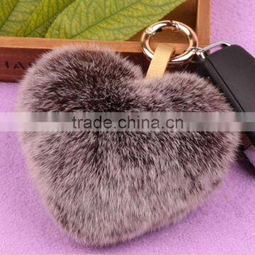 Myfur Mixed Colors Genuine Accessories Fur Heart-Shaped Keychain Bag Charm photo-2