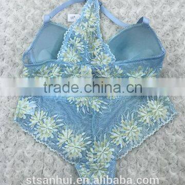 Newest Design Front Open Sexy Lace Bra and Pante Sets Women Underwear From Shantou Sanhui photo-2