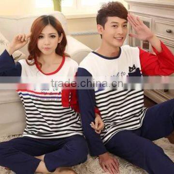2015 Wholesale Striped Cotton Couples Pajamas photo-2