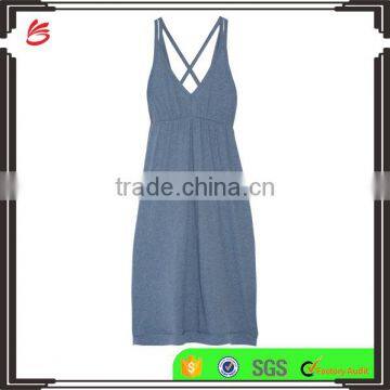 High Quality Soft Pima Cotton Nightdress Woman Nightwear Sleepwear with Crisscross Back Straps Design