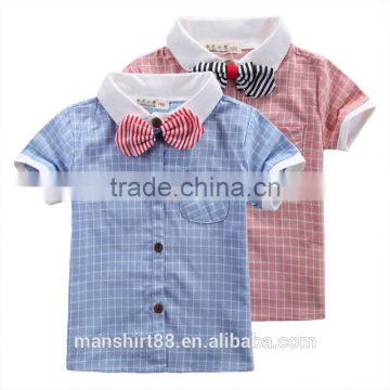 Latest fashion adorable checked short sleeve shirts for boys