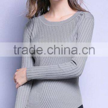 Womens Grey Cotton Knitted Pattern Long Sleeves Pullover Sweaters With Best Price photo-2