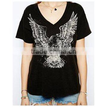 cotton custom print women tshirts black color