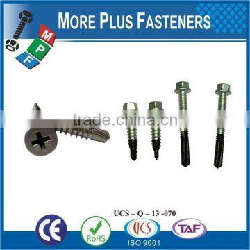 Taiwan #12-14 x 1-1/4" Hex Unslotted HWH Epoxy #3 410 Stainless Steel Bonded Sealing Washer Tek Self-Drilling Screw photo-2