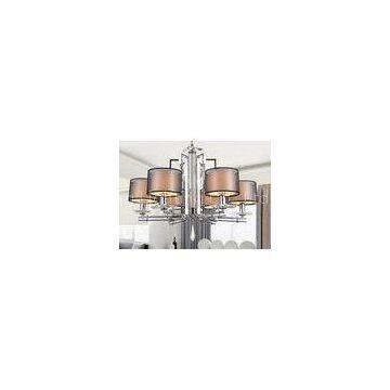 Iron , Fabric and Glass White Modern Chandelier Lighting / Contemporary Chandeliers With Shade