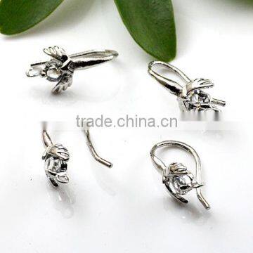 Silver Tone Earring Clasp Hooks Rhinestone Crystal Angle's Wing Earring Wires For Jewelry Diy