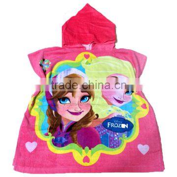 Reactive Printed Cotton Children Hooded Beach Towel Poncho photo-5