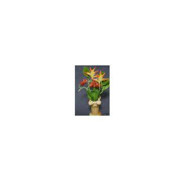 Monkey Cup And Bird Of Paradise Miniature Clay Flower (Artificial Flower)