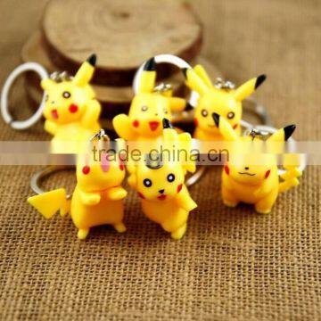 Wholesale japanese cartoon pokemon pikachu anime figure cute keychain 6pcs per set