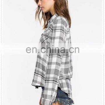 China Wholesale Elegant Womens Plaid Shirt Low Price OEM Service photo-6